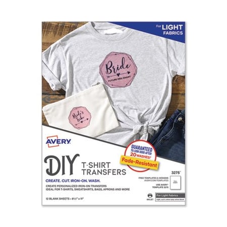 Avery Dennison Avery, FABRIC TRANSFERS, 8.5 X 11, WHITE, 12PK 3275